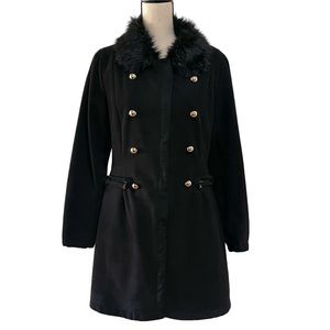 Black Outercoat with Removable Faux Fur Collar Sz XL